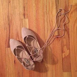 Lace-Up Blush Ballet Flats